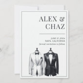Schwarze Smoking-Hochzeit Save The Date (Vorderseite)