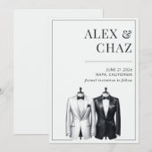 Schwarze Smoking-Hochzeit Save The Date (Vorne/Hinten)