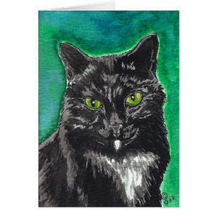 Schwarze Smokings-Katzen-leere Karte