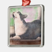 Schwarze Smokings-Katzenverzierung Ornament Aus Metall (Links)