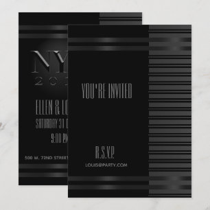 Schwarze Smokingstreifen Silvester Formal Elegante Einladung