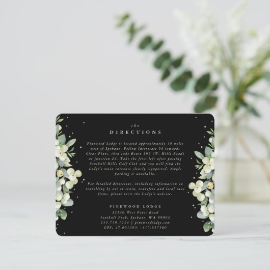 Schwarze Snowberry+Eukalyptus Ausgereifte Richtung Begleitkarte (Stehend Vorderseite)