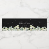 Schwarze Snowberry+Eukalyptus Bachelorette/Dusche Wasserflaschenetikett (Einzelnes Label)