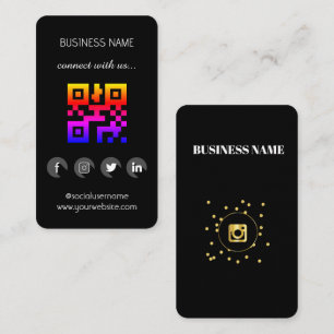 Schwarze -Social Media QR-Code Visitenkarte