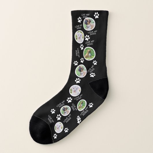 Schwarze Socken mit Hundebild auf ihnen - Hunde-Fo (Links - Außen)