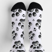 Schwarze Socken mit Katzenpaw-Druckmuster (Oben)