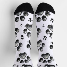 Schwarze Socken mit Katzenpaw-Druckmuster