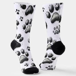Schwarze Socken mit Katzenpaw-Druckmuster