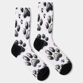 Schwarze Socken mit Katzenpaw-Druckmuster (Rechts)