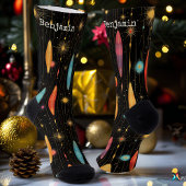 Schwarze Socken mit lebhaftem Starry Design