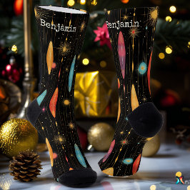 Schwarze Socken mit lebhaftem Starry Design