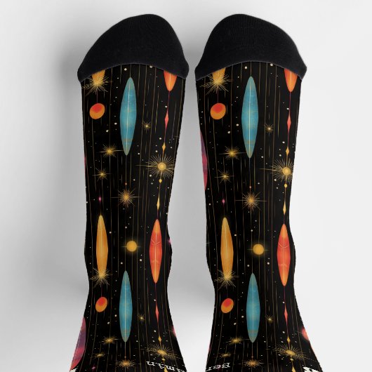 Schwarze Socken mit lebhaftem Starry Design (Oben)