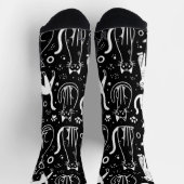 Schwarze Socken mit weißem Katzenmuster Chic (Oben)