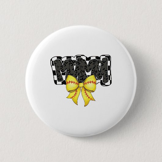 Schwarze Softll Mama Game Day Leopard Kariert Coqu Button (Vorderseite)