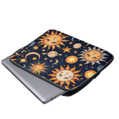 Schwarze Sonne und Mond Laptopschutzhülle (Vorne Knopf)