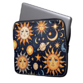 Schwarze Sonne und Mond Laptopschutzhülle (Vorderseite Links)
