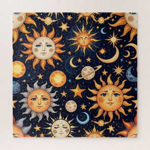Schwarze Sonne und Mond Puzzle