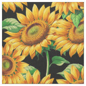 Schwarze Sonnenblume Blütencotattecore Muster Text Stoff (Nahaufnahme)