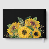 Schwarze Sonnenblume Hochzeit Gold Gästebuch (Rückseite)