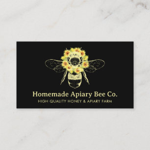 Schwarze Sonnenblumen-Bienen-Imker-Honigbauer Visitenkarte
