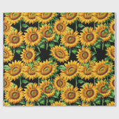 Schwarze Sonnenblumen Blumencotattage Muster Geschenkpapier (Flach)