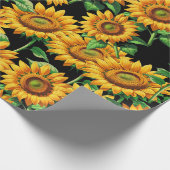 Schwarze Sonnenblumen Blumencotattage Muster Geschenkpapier (Ecke)