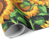Schwarze Sonnenblumen Blumencotattage Muster Geschenkpapier (Rolleneckpunkt)
