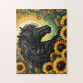 Schwarze Sonnenblumen des Pferdes Puzzle (Vertikal)