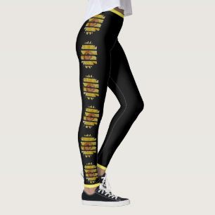 Schwarze Sonnenblumen-Leggings mit gelbem Schnitt Leggings