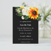 Schwarze Sonnenblumen und Weiße Blüte Save the Dat Date (Stehend Vorderseite)