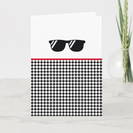 Schwarze Sonnenbrille Checkerboard Custom Sports F Karte (Vorderseite)