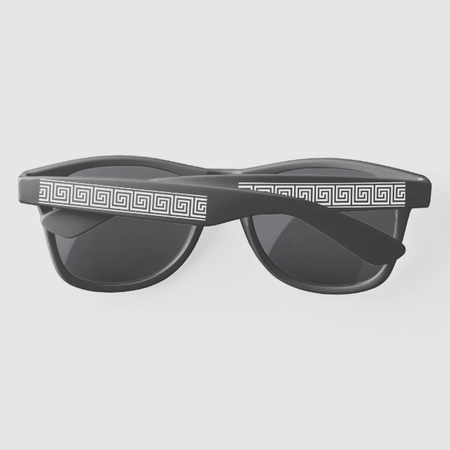 Schwarze Sonnenbrille mit griechischem Schlüsselmu (Rückseite)