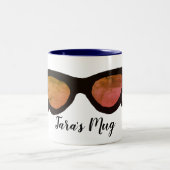 Schwarze Sonnenbrille Personalisiert Zweifarbige Tasse (Mittel)