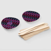 Schwarze Spacecrafts und Arrow Monogram Muster Fächer (Non-assembled)