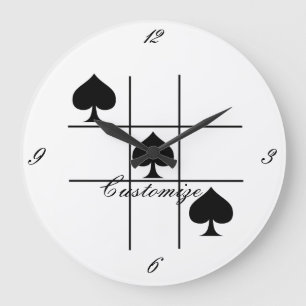 Schwarze Spades Tic Tac Toe Thunder_Cove Große Wanduhr