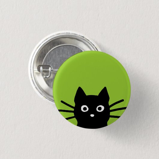 Schwarze spähende Katze Button (Vorne & Hinten)