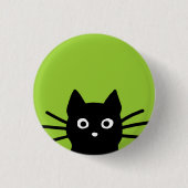Schwarze spähende Katze Button (Vorderseite)