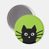 Schwarze spähende Katze Magnet (Vorderseite/Rückseite)