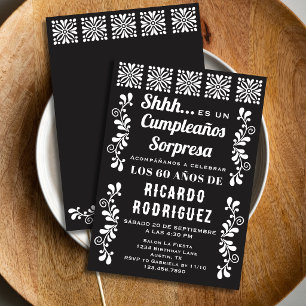 Schwarze spanische Talavera-Fiesta-Überraschungsge Einladung