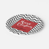 Schwarze Sparren u. rote, frohe Weihnachten Pappteller (Schrägansicht)