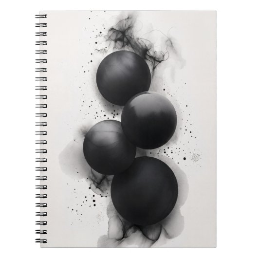 Schwarze Sphären Moderne Abstrakte Kunst Notizblock (Vorderseite)