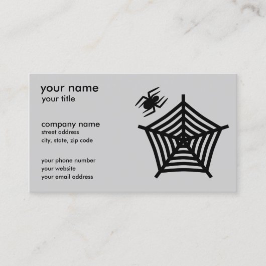 Schwarze Spider und Web-Silhouette Horizontal Visitenkarte (Vorderseite)