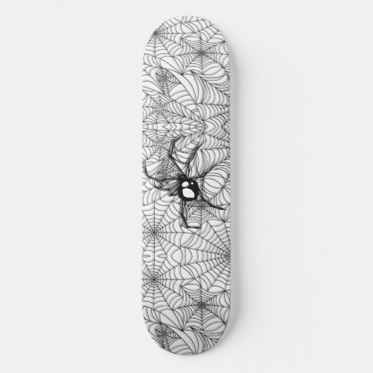 Schwarze Spider - Weiß Skateboard (Vorderseite)