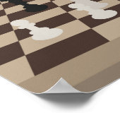 Schwarze spielen Schach, Boho Stil. Poster (Ecke)