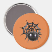 Schwarze Spinne auf Halloween-Netz Magnet (Vorderseite/Rückseite)
