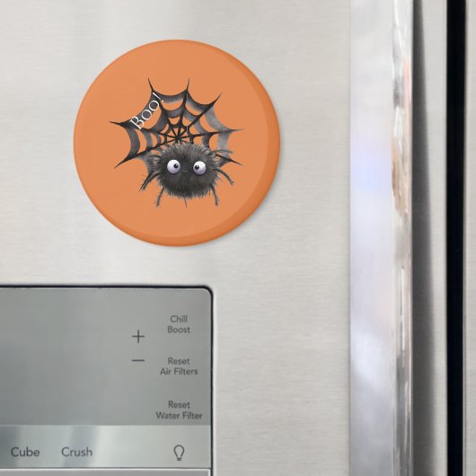 Schwarze Spinne auf Halloween-Netz Magnet (In Situ (Kühlschrank))