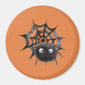 Schwarze Spinne auf Halloween-Netz Magnet (Vorne)