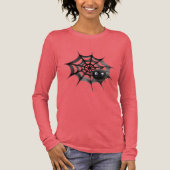 Schwarze Spinne auf Web Halloween Tri-Blend Shirt (Vorderseite)