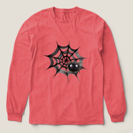 Schwarze Spinne auf Web Halloween Tri-Blend Shirt (Design Vorderseite)