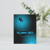 Schwarze Spinne Halloweens auf Netz Einladung (Stehend Vorderseite)